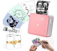 Phomemo M02 Pro Mini Imprimante Thermique, 300 DPI Imprimante de Poche Imprimante Portable avec 3 Rouleaux de Papier, Imprimante Photo Compatible avec Smartphone et Tablette - Rose