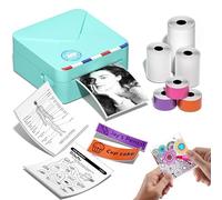 Phomemo M02S Imprimante Portable,300dpi Mini Imprimante de Poche Bluetooth Imprimante Photo Portable Compatible avec Android et iOS,Mini Printer avec 6 Rouleaux de Papier-Vert