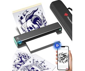 Phomemo M08F Thermocopieur Tatouage A4 Imprimante Thermique Tatouage Imprimante Tatouage Compatible avec Téléphone et PC avec 10pcs Papier de Tatouage + Box