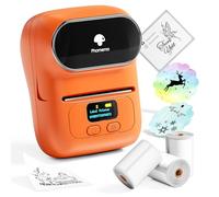 Phomemo M110 Ensemble d'imprimantes d'étiquettes, étiqueteuse Bluetooth Portable,imprimante d'étiquettes Bluetooth Thermique avec 3 Rouleaux d'étiquettes,pour Magasin de détail,Bureau,Commerce-Orange