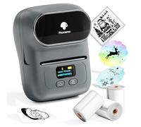 Phomemo M110 Ensemble d'imprimantes d'étiquettes, étiqueteuse Bluetooth Portable,imprimante d'étiquettes Bluetooth Thermique avec 3 Rouleaux d'étiquettes,pour Magasin de détail,Bureau,Commerce-Gris