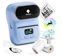 Phomemo M110 Ensemble d'imprimantes d'étiquettes, étiqueteuse Bluetooth Portable,imprimante d'étiquettes Bluetooth Thermique avec 3 Rouleaux d'étiquettes,pour Magasin de détail,Bureau,Commerce-Bleu