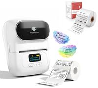 Phomemo M110 Étiqueteuse avec 2 Rouleau d'étiquette, imprimante Etiquette autocollante Bluetooth Thermique Portable, Utilisé au Bureau,Code à Barres,Petite Entreprise,Magasin