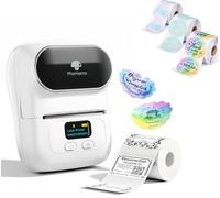 Phomemo M110 Étiqueteuse avec 4 Rouleau d'étiquette, imprimante Etiquette autocollante Bluetooth Thermique Portable, Utilisé au Bureau,Code à Barres,Petite Entreprise,Magasin