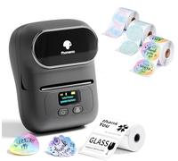 Phomemo M110 Étiqueteuse avec 4 Rouleau d'étiquette, imprimante Etiquette autocollante Bluetooth Thermique Portable, Utilisé au Bureau,Code à Barres,Petite Entreprise,Magasin
