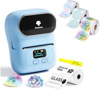 Phomemo M110 Étiqueteuse avec 4 Rouleau d'étiquette, imprimante Etiquette autocollante Bluetooth Thermique Portable, Utilisé au Bureau,Code à Barres,Petite Entreprise,Magasin