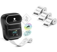Phomemo M110 Étiqueteuse avec 4 Rouleau d'étiquette, imprimante Etiquette autocollante Bluetooth Thermique Portable, Utilisé au Bureau,Code à Barres,Petite Entreprise,Magasin