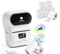 Phomemo M110 Étiqueteuse avec 7 Rouleau d'étiquette, imprimante Etiquette autocollante Bluetooth Thermique Portable, Utilisé au Bureau,Code à Barres,Petite Entreprise,Magasin