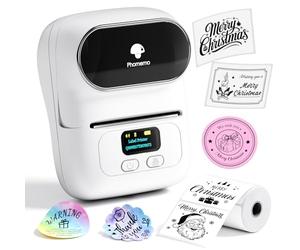 Phomemo M110 Étiqueteuse Bluetooth Imprimante d'étiquettes Autocollante Portable Etiqueteuse Thermique, Convient pour Bureau, Transport, Boutique, Code à Barres,Compatible avec Android et iOS - Blanc