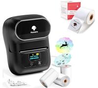 Phomemo M110 Étiqueteuse Coffret Cadeau avec 4 Rouleau d'étiquette, imprimante Etiquette autocollante Bluetooth Thermique Portable, Utilisé au Bureau,Code à Barres,Petite Entreprise,Magasin