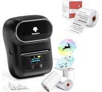Phomemo M110 Étiqueteuse Coffret Cadeau avec 4 Rouleau d'étiquette, imprimante Etiquette autocollante Bluetooth Thermique Portable, Utilisé au Bureau,Code à Barres,Petite Entreprise,Magasin