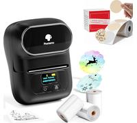 Phomemo M110 Étiqueteuse Coffret Cadeau avec 4 Rouleau d'étiquette, imprimante Etiquette autocollante Bluetooth Thermique Portable, Utilisé au Bureau,Code à Barres,Petite Entreprise,Magasin