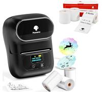 Phomemo M110 Étiqueteuse Coffret Cadeau avec 4 Rouleau d'étiquette, imprimante Etiquette autocollante Bluetooth Thermique Portable, Utilisé au Bureau,Code à Barres,Petite Entreprise,Magasin