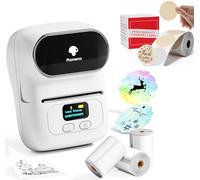 Phomemo M110 Étiqueteuse Coffret Cadeau avec 4 Rouleau d'étiquette, imprimante Etiquette autocollante Bluetooth Thermique Portable, Utilisé au Bureau,Code à Barres,Petite Entreprise,Magasin