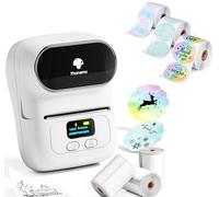 Phomemo M110 Étiqueteuse Coffret Cadeau avec 6 Rouleau d'étiquette, imprimante Etiquette autocollante Bluetooth Thermique Portable, Utilisé au Bureau,Code à Barres,Petite Entreprise,Magasin
