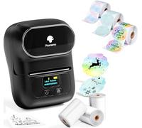 Phomemo M110 Étiqueteuse Coffret Cadeau avec 6 Rouleau d'étiquette, imprimante Etiquette autocollante Bluetooth Thermique Portable, Utilisé au Bureau,Code à Barres,Petite Entreprise,Magasin