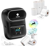 Phomemo M110 Étiqueteuse Coffret Cadeau avec 9 Rouleau d'étiquette, imprimante Etiquette autocollante Bluetooth Thermique Portable, Utilisé au Bureau,Code à Barres,Petite Entreprise,Magasin