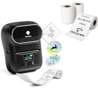 Phomemo M110 Étiqueteuse Portable, imprimante Etiquette autocollante Bluetooth Thermique, avec 3 Rouleau d'étiquette Blanche (50×80mm) et 1 Rouleau d'étiquette Blanche (40×30mm)