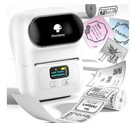 Phomemo M110 Étiqueteuse Portable, imprimante Etiquette autocollante Bluetooth Thermique,Utilisé au Bureau,Code à Barres,Petite Entreprise,Magasin,Compatible avec Android et iOS, Blanc