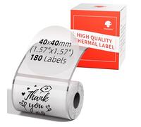 Phomemo M110 Étiquettes rondes transparentes autocollantes pour imprimantes d'étiquettes Phomemo M110/M220/M221/M200/M120/M100/M108/M150/M250/M260 40 x 40 mm, 200 étiquettes/rouleau (Transparent)