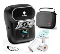Phomemo M110 imprimantes d'étiquettes étiqueteuse Autocollante Bluetooth Portable Label Printer,Ensemble d'imprimante d'étiquettes Thermique avec 3 Rouleaux d'étiquettes et Un Sac de Rangement, Noir