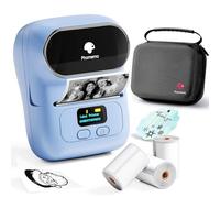 Phomemo M110 imprimantes d'étiquettes étiqueteuse Autocollante Bluetooth Portable Label Printer, Ensemble d'imprimante d'étiquettes Thermique avec 3 Rouleaux d'étiquettes et Un Sac de Rangement, Bleu