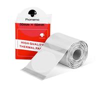Phomemo M110 M108 M100 M120 M200 M220 M221 - Lot de 50 étiquettes rondes thermiques - pour prix, nom, adresse, logo, code-barres - 50 mm*50 mm, transparent (140 étiquettes/rouleau)