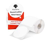 Phomemo M110 m120 M200 m220 Étiquettes Étiquettes rondes prix, nom, adresse, logo, Code à barres, 50mm * 50mm, blanc (1 rouleau)