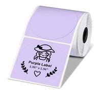Phomemo M110 M120 M250 M220 M221 M421 M150 Etiquettes Thermiques Ronde pour Imprimantes d'Étiquettes, 1 Rouleau Etiquettes Ronde Violette 50 x 50 mm pour Codes-barres,Adresses,Noms,Logos,Prix