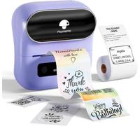 Phomemo M220 Imprimante d'étiquettes Bluetooth pour Codes-Barre | adresses, maison, courrier, petites entreprises, vêtements, étiqueteuse portable Violet avec 1 rouleau d'étiquettes