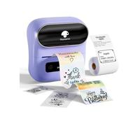 Phomemo M220 Imprimante d'étiquettes Bluetooth pour Codes-Barres, adresses, Maison, courrier, Petites Entreprises, vêtements, étiqueteuse Portable Violet avec 1 Rouleau d'étiquettes