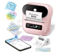 Phomemo M220 Imprimante d'étiquettes,Imprimante d'étiquettes Bluetooth Portable Etiqueteuse Thermique, Convient pour Bureau, Câble, Boutique, Compatible avec Smartphones et PC,Rose