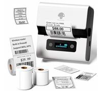 Phomemo M221 Etiqueteuse - Portable Imprimantes d'étiquettes Thermique, Label Maker avec PC iOS Android, pour adresse, Code-Barres, Maison, Bureau, avec 3 Rouleaux d'étiquettes(Blanc)
