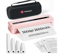 Phomemo M832 Imprimante Portable, Imprimante Thermique sans Encre Compatible avec Phone Via Bluetooth, Windows/macOS Via USB, avec Mallette de Transport et 4 Rouleaux de Papier, Rose