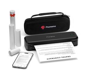 Phomemo M834 Imprimante Portable Thermique A4 300 DPI - Kit Noir | Imprimante de Reçus sans Encre, Compatible Bluetooth et USB, Livrée avec une Pochette de Transport et 4 Rouleaux de Papier.