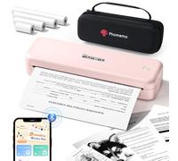 Phomemo M834 Imprimante Thermique A4, Imprimante Thermique sans Encre, Connexion Smartphone Via Bluetooth, Imprimantes Thermiques avec Mallette de Transport et 4 Rouleaux de Papier Thermiques, Rose