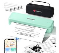 Phomemo M834 Imprimante Thermique A4, Imprimante Thermique sans Encre, Connexion Smartphone Via Bluetooth, Imprimante Thermique avec Mallette de Transport et 4 Rouleaux de Papier Thermique, Vert