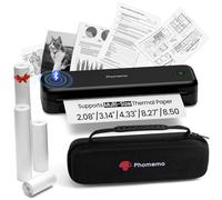 Phomemo M834 Imprimante Thermique A4, Imprimante Thermique sans Encre, Connexion Via Bluetooth & USB, Imprimante Portable avec Mallette de Transport et 4 Rouleaux de Papier Thermiques, Noir