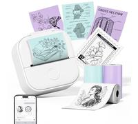 Phomemo Mini Imprimante Portable, T02 Thermique Bluetooth Imprimante Autocollante, 203DPI Imprimantes sans Encre pour DIY Photos, Notes, Téléphone Compatible, Tablette