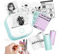 Phomemo Mini imprimante T02 - Imprimante photo pour smartphone avec 3 rouleaux d'étiquettes Bluetooth - Mini imprimante thermique pour notes d'étude, bricolage, photos, vert