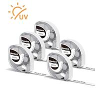 Phomemo P12 Lot de 5 rubans adhésifs résistants à la chaleur pour imprimante d'étiquettes Phomemo P12 et remplacement pour Dymo LetraTag LT100H LT100T Noir sur blanc 12 mm x 4 m