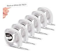 Phomemo P12 Ruban Compatible avec Dymo Ruban Noir sur Blanc 12mm x 4m, Recharge Etiquette Plastic Compatible avec Dymo Letratag LT-100H XR LT-100T LT-110T 200B & Phomemo P12/P12PRO/LT12 Étiqueteuse