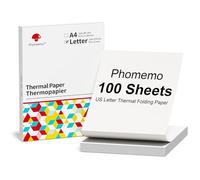 Phomemo Papier pliable continu Format lettre US, 216 mm x 279 mm (8,5" x 10,98"), compatible avec l'imprimante portable A4 P831/M832/M833/M834, pour entreprise, photo, factures, contrats, 100 feuil
