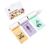 Phomemo Papier pour Imprimante M02/P2S/M02Pro/M02S/M03/M03AS/M04S/M04AS Mini Autocollants pour Imprimante en Papier, Phomemo D'étiquettes Autocollantes, Vert/Violet/Orange, 50mmx3,5m