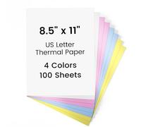 Phomemo Papier Thermique A4 Couleur 100 feuilles pour imprimantes M08F/ M832/M834, papier thermique à séchage rapide, 210 x 297 mm, 4 couleurs