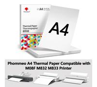 Phomemo-Papier thermique A4 pour imprimante portable, papier à séchage rapide, compatible avec M08F, M832, bureau, entreprise, 100 feuilles