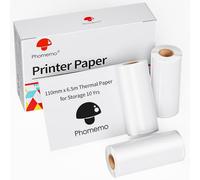 Phomemo Papier Thermique Inscriptible 110mm 3 Rouleaux, Sans BPA, Compatible avec L'imprimante Portable Phomemo M832/M834 pour Famille, Photo, Programme Journalier, 6.5 M/Rouleau