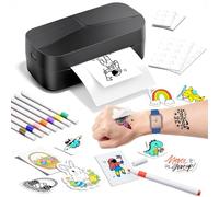 Phomemo TK32 Imprimante Tatouage Ephemere Enfant, Machine Tatouage Enfant Tatouage Ephemere Personnalisé, avec 50 Feuilles & 8 Marqueurs, Cadeau pour 8+ Ans Fille et Garcon