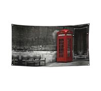 Phone Booth In London Streets - Bannière décorative avec métal - Pour intérieur et extérieur - Œillets