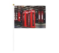 Phone Booth London Street Drapeau double face à manivelle 14 x 20,8 cm, utilisé pour la décoration de fête de vacances, les compétitions